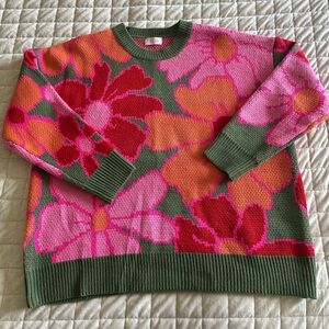 Oversized Floral Knit Sweater
